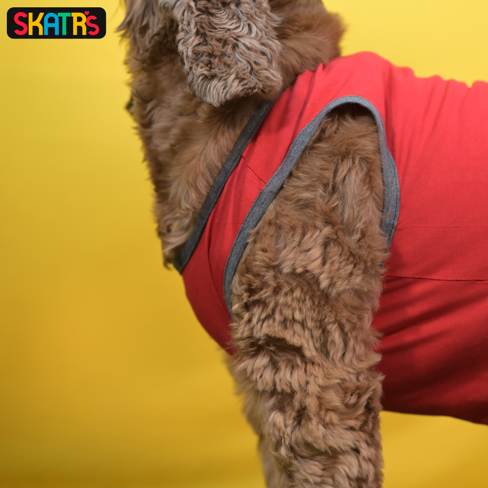 Skatrs Sloppy Kisser Printed Summer Cotton T Shirt for Dogs and Cats (Red) image 5