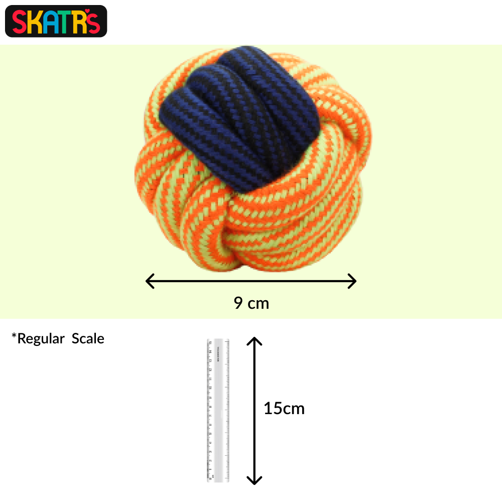 Skatrs Ball Shaped Twisted Rope Chew Toy for Dogs and Cats (Yellow/Blue) image 2