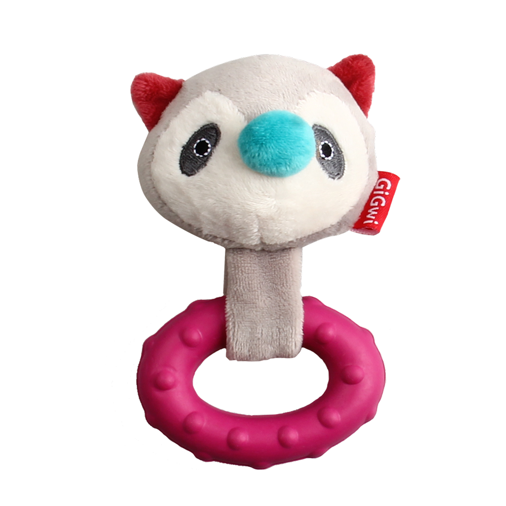 GiGwi Suppa Puppa Ring Raccoon Toy for Dogs (Pink) image 1