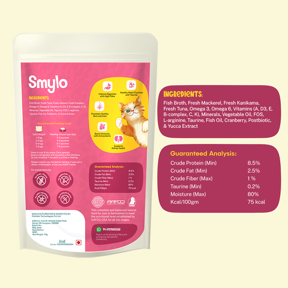 Smylo Adult Mackerel Kanikama & Cranberry, Fresh & No-Preservative Wet Cat Food image 10
