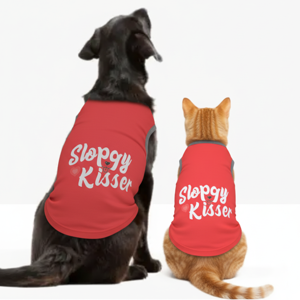Skatrs Sloppy Kisser Printed Summer Cotton T Shirt for Dogs and Cats (Red) image 8
