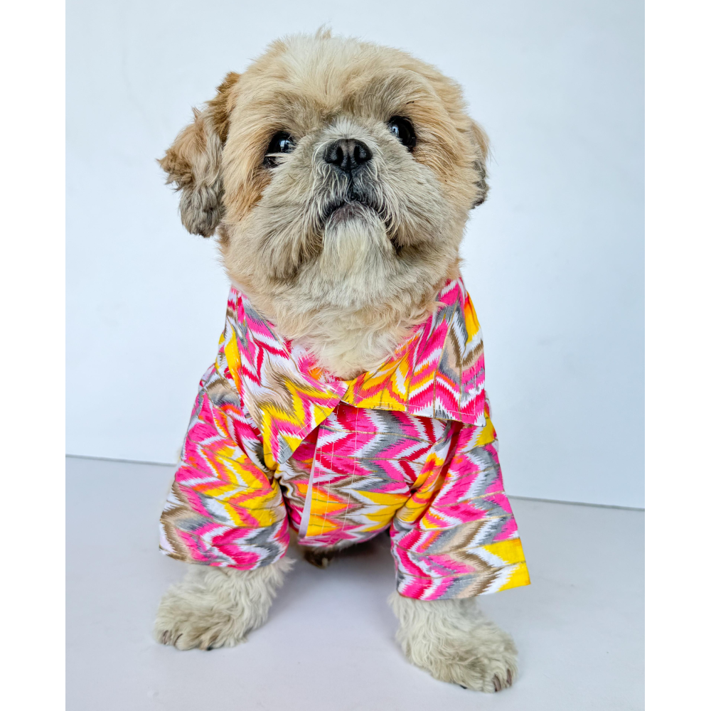 Pawgypets Zig Zag Kurta for Dogs and Cats (Pink) image 1
