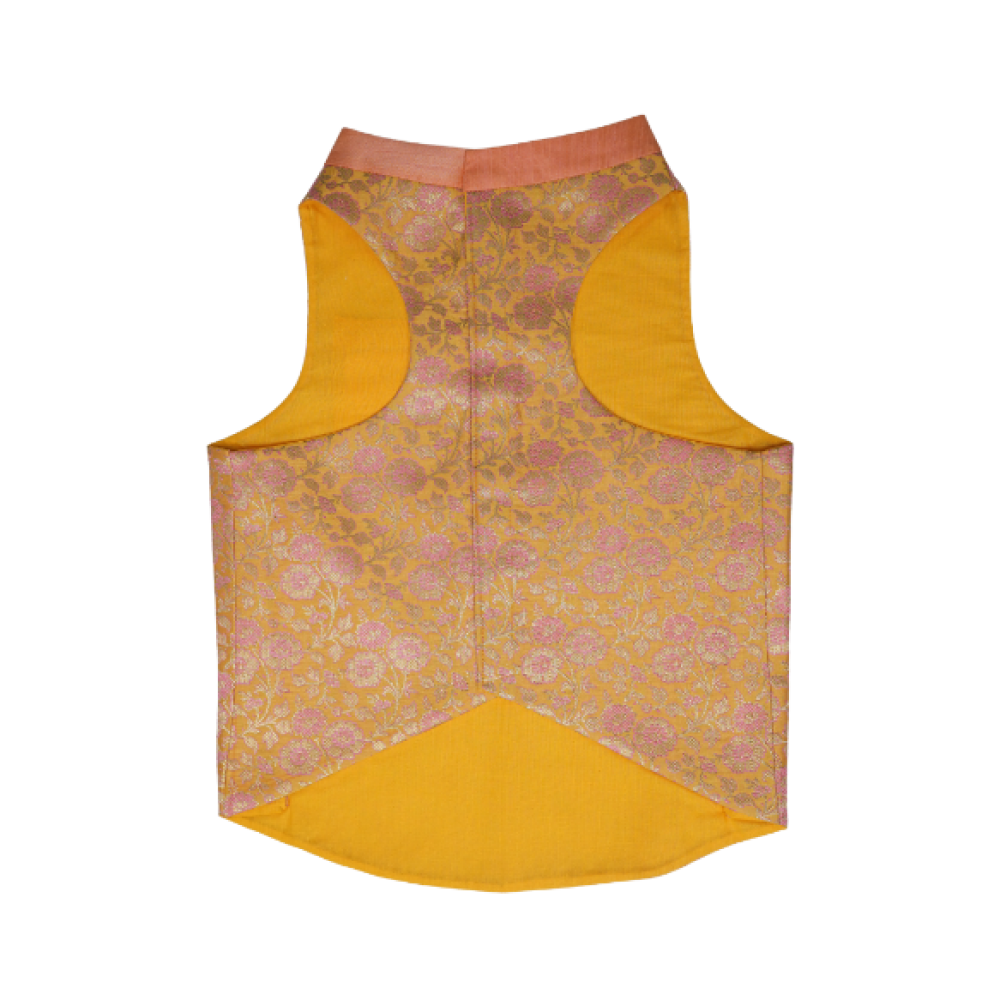 Floof & Co Banarasi Sherwani for Dogs (Yellow/Pink) image 2