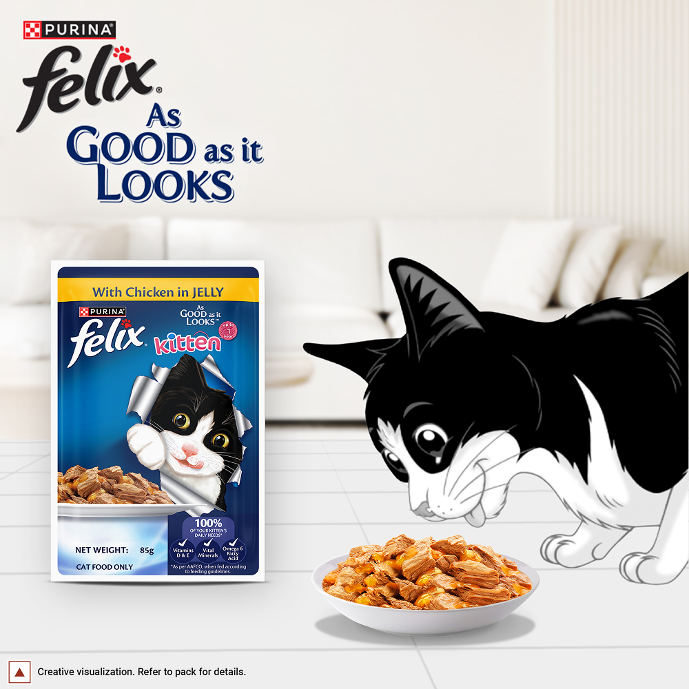 Purina Felix with Chicken in Jelly Complete and Balanced Kitten Cat Wet Food image 2