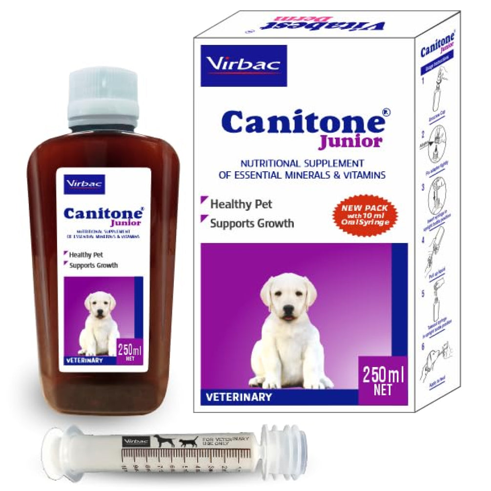 Virbac Canitone Junior Multivitamin Syrup for Dogs and Cats (250ml) image 2