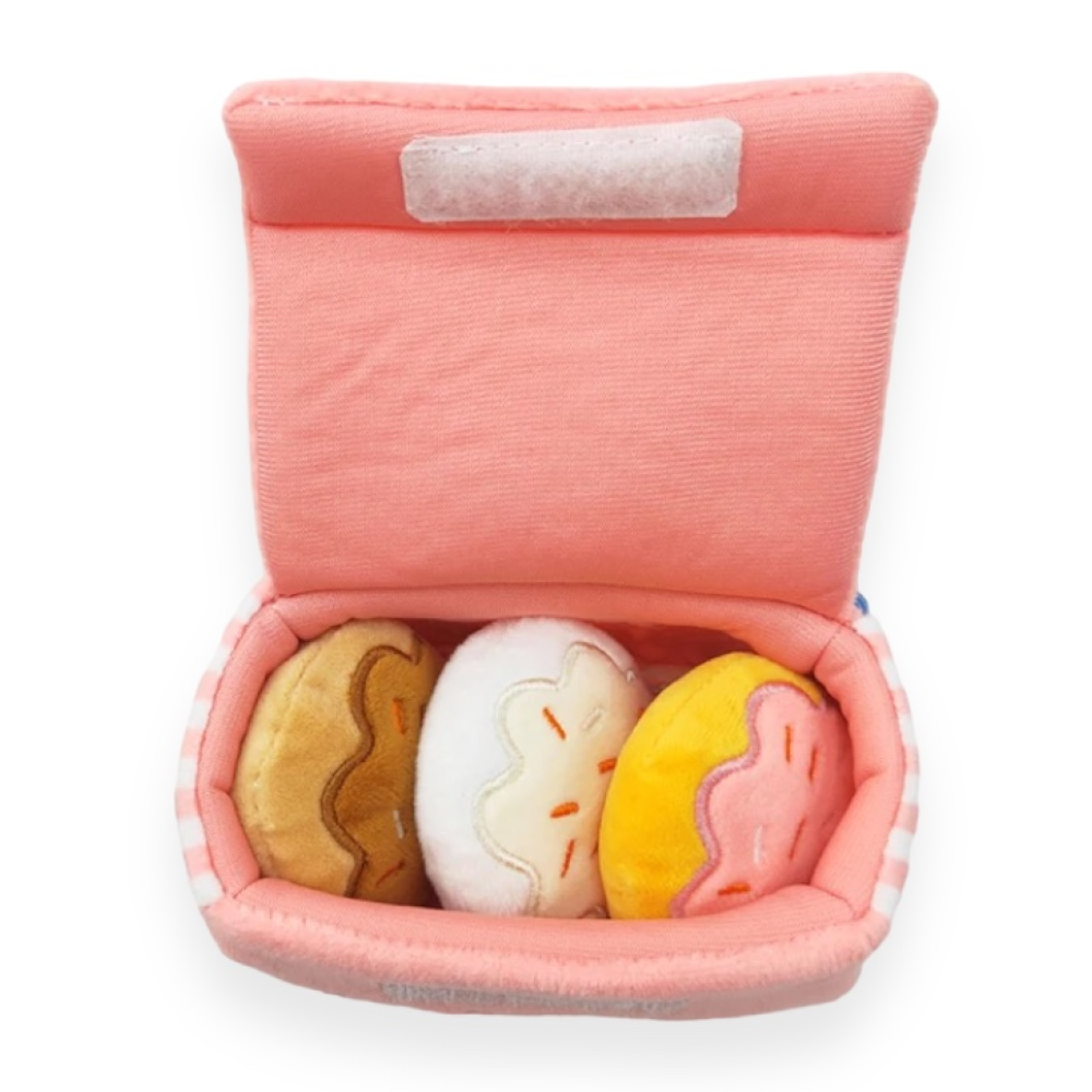 Talking Dog Club Donut Box with 3 Detachable Donut Interactive Plush Toy for Dogs (Pink) image 3
