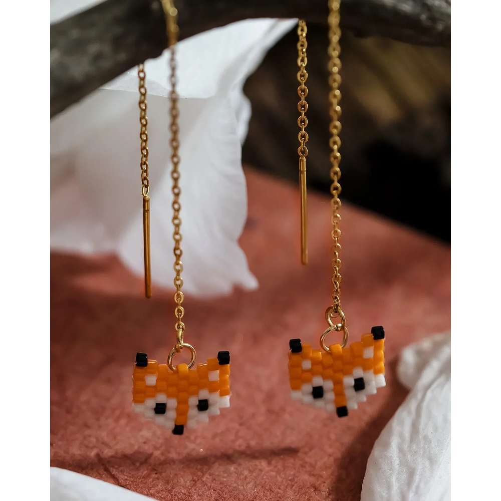 Jenni & Janki Handcrafted Miyuki Fox Earrings image 3