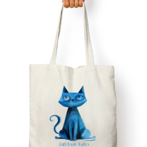 EverythingBoho Catitude Zipped Tote Bag (White)