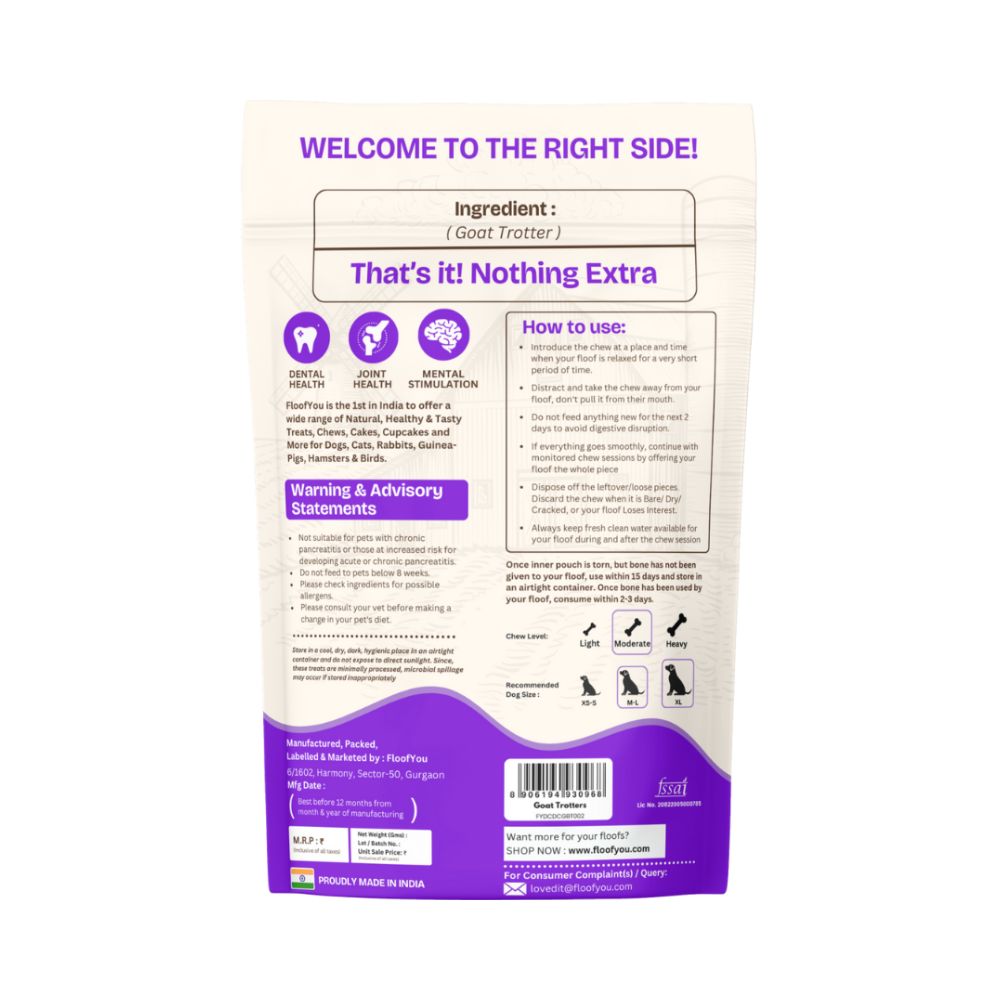 FloofYou Air Dried Goat Trotter Bone Chew Dog Treats image 9