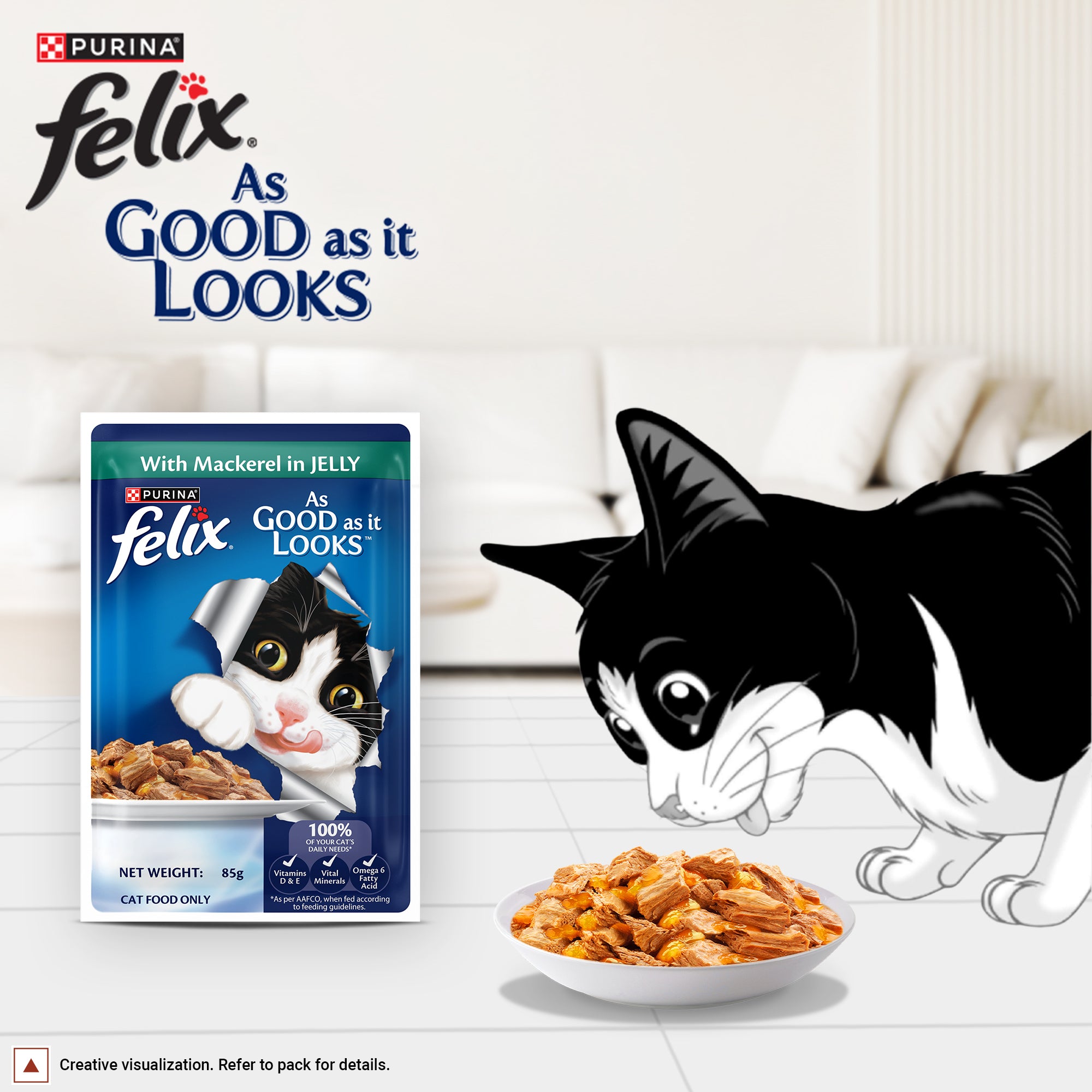 Purina Felix with Mackerel in Jelly Complete and Balanced Adult Cat Wet Food image 2