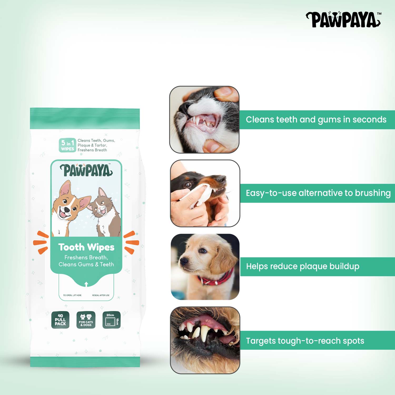 Pawpaya Tooth Wipes for Dogs and Cats image 4