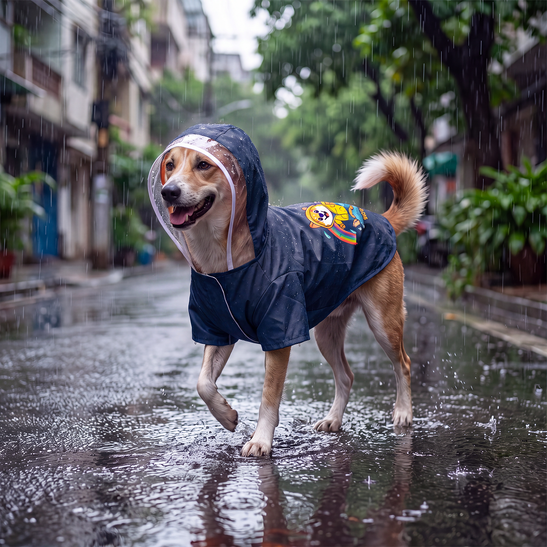 Pets Way Mistiq Coal Paw In The Rain Raincoat for Dogs