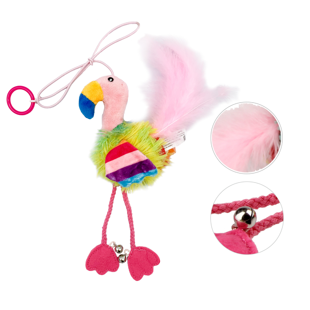 GiGwi Finger Teaser Flamingo with Crinkle Paper Catnip and Bell Inside for Cats (Pink) image 6