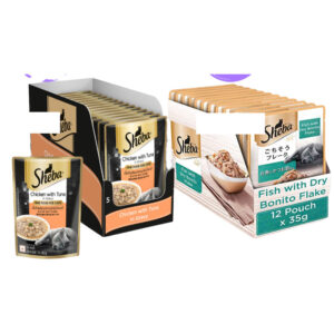 Sheba Chicken With Tuna In Gravy and Fish with Dry Bonito Flake Premium Cat Wet Food Combo