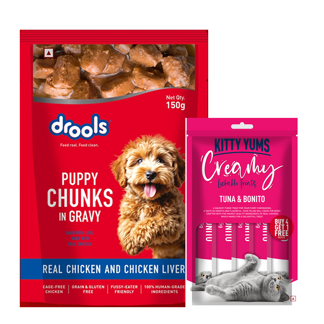 Drools Real Chicken & Chicken Liver Chunks in Gravy Puppy Dog Wet Food