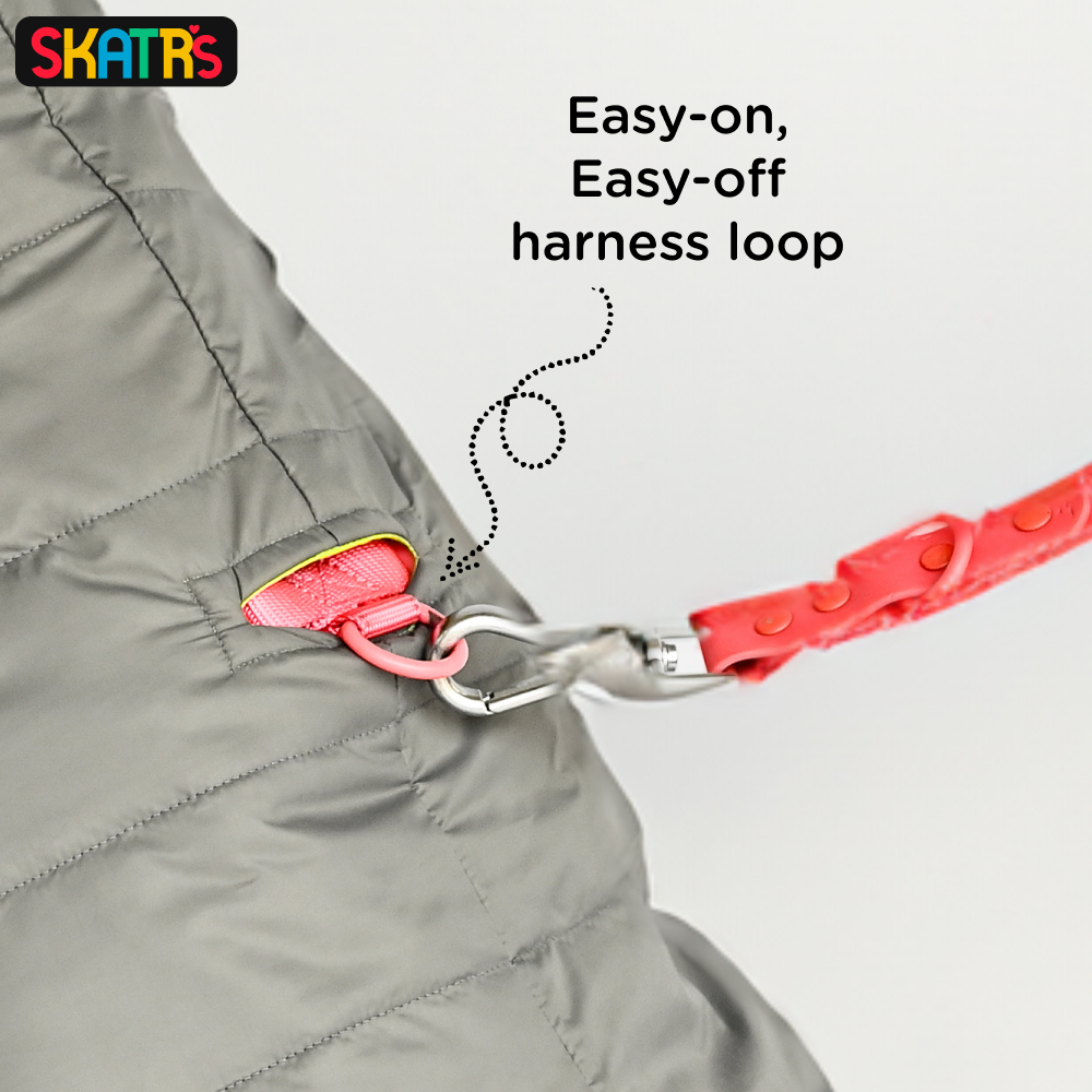 Skatrs Smokey Grey Puffer Reversible Jacket for Dogs and Cats | With Adjustable Baby Velcro image 8