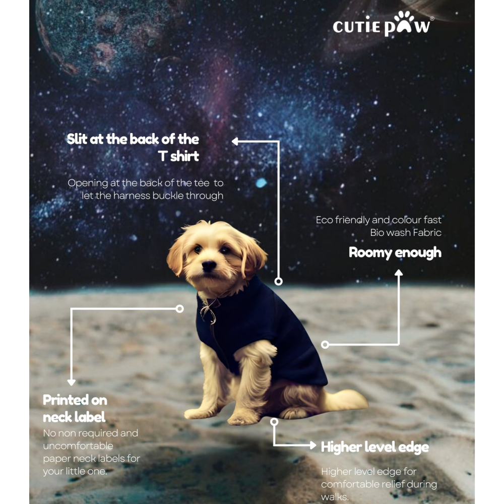 Cutiepaw The Nasa Collection Laika Edition 2 Printed Sleeveless Tshirt for Dogs and Cats (Light Blue) image 3