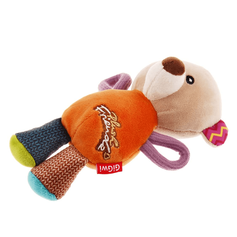 GiGwi Plush Friendz with Squeaker Bear Toy for Dogs (Orange) image 6