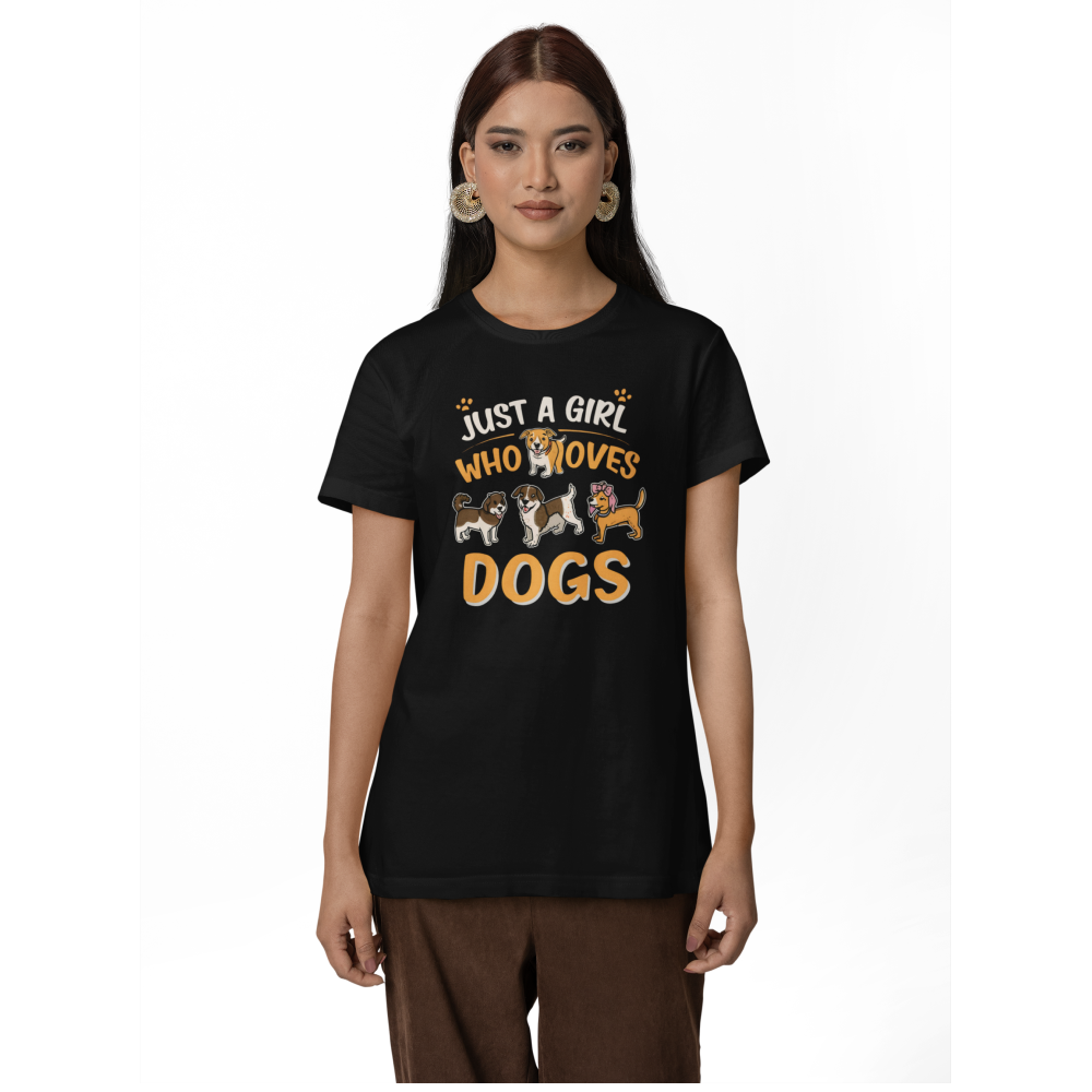 Seek Buy Love Just A Girl who Loves Dog Tee (Black)