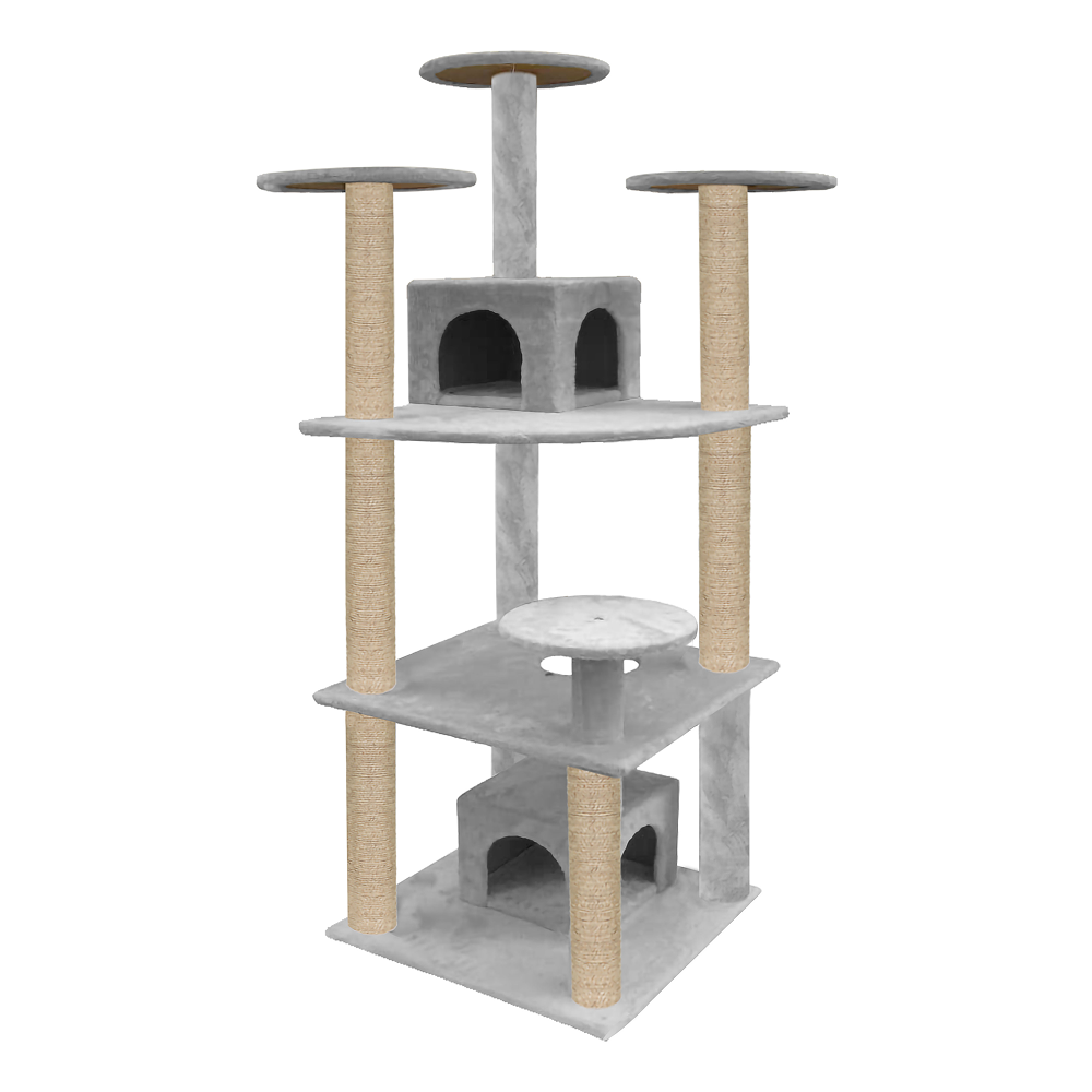 Furrlovers Multilevel Cat Tree with Condo & Jute Rope Scratching Posts (Grey)