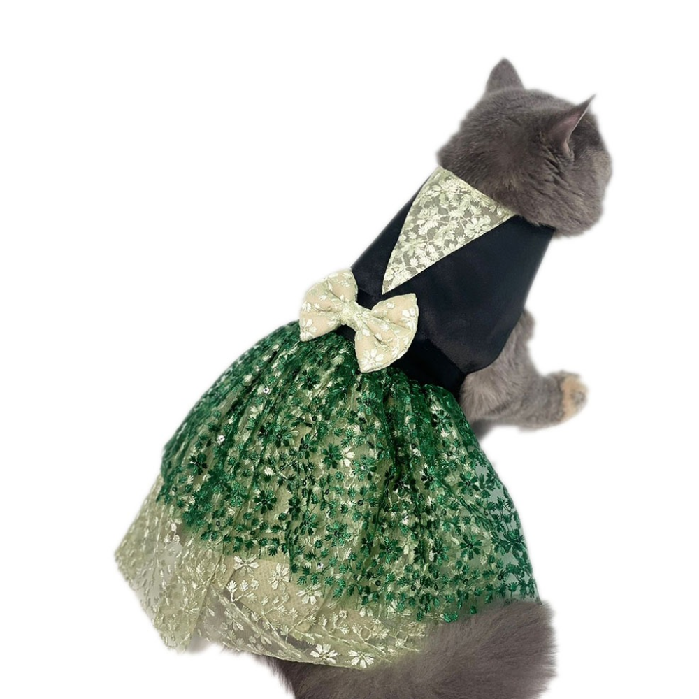 Dogobow Princess Dress for Dogs and Cats (Green) (Get a Bow Free) image 3