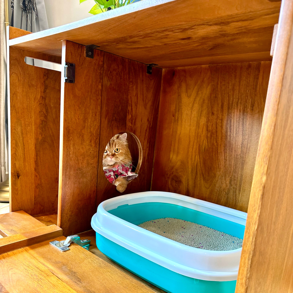 FurryLiving Lulu Litter Cabinet for Cats (Honey) image 4