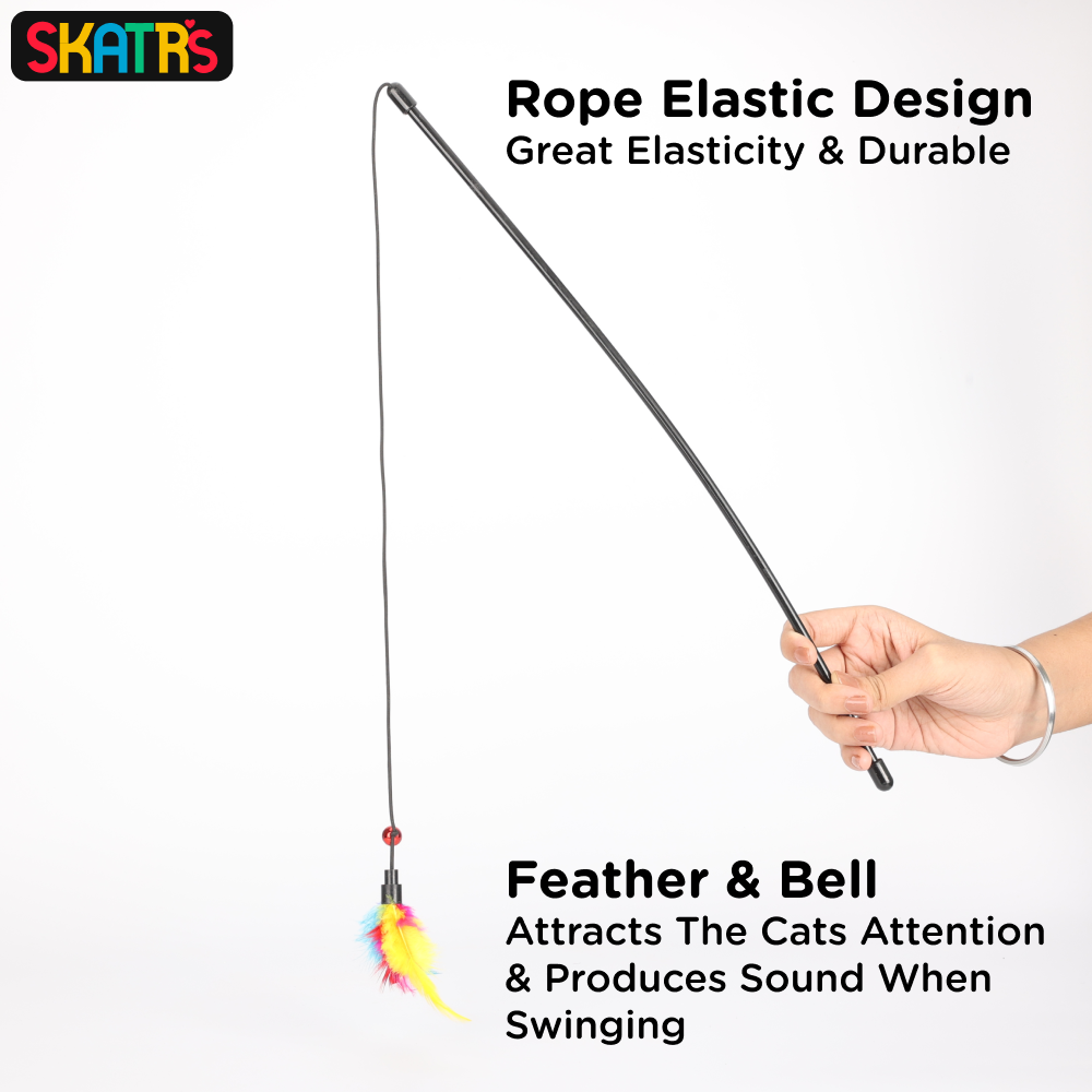 Skatrs Feather Fun Catcher Teaser Playing Stick for Cats image 3
