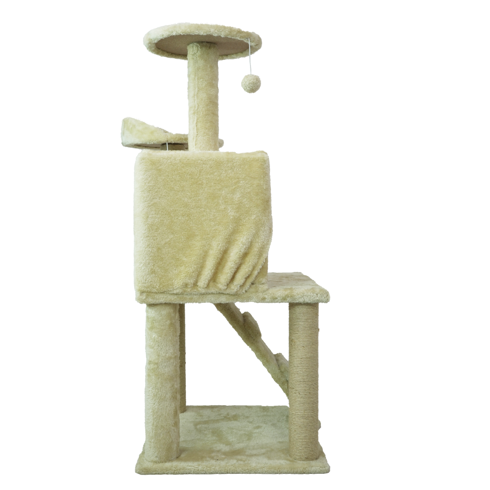 Skatrs Kitty Kastle Multi Level Cat Tree with Condo, Scratching Post, Platform and Ladder Toy (Beige) image 5