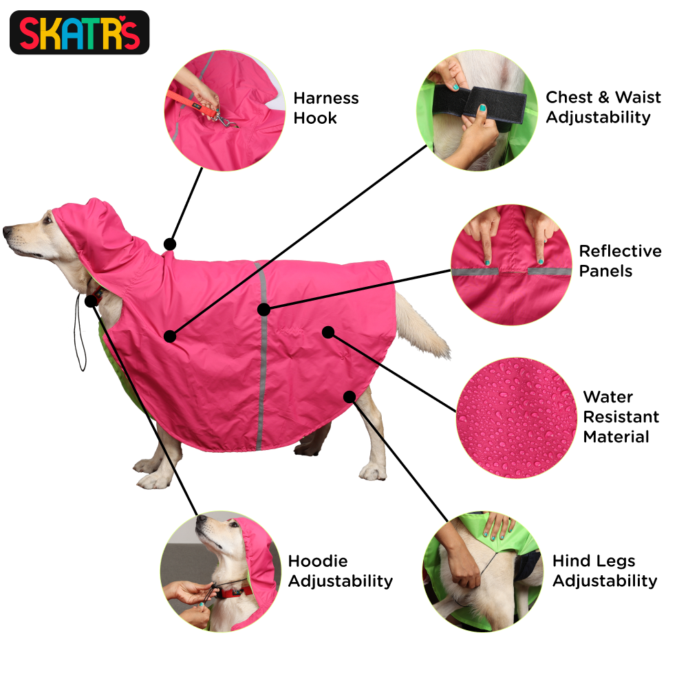 Skatrs Full Coverage Cape Style Raincoat for Dogs and Cats (Pink) image 5