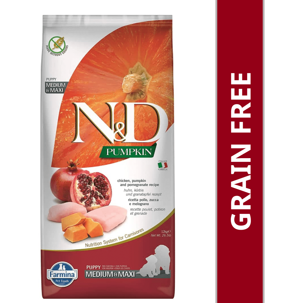 Farmina N&D Pumpkin Chicken & Pomegranate Grain Free Puppy Medium Maxi Dog Dry Food image 9