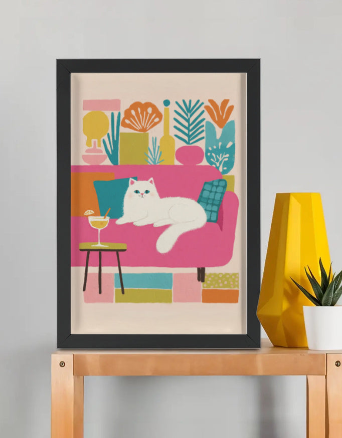 EverythingBoho The Cool Persian Cat Wall Art (Black) image 1