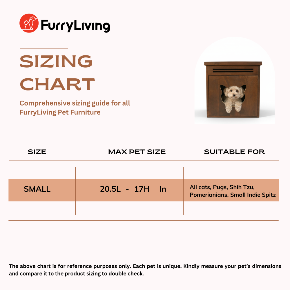 FurryLiving Meraki Cabinet with Cushion for Small Dogs and Cats (Oak/Brown Cushion) image 6