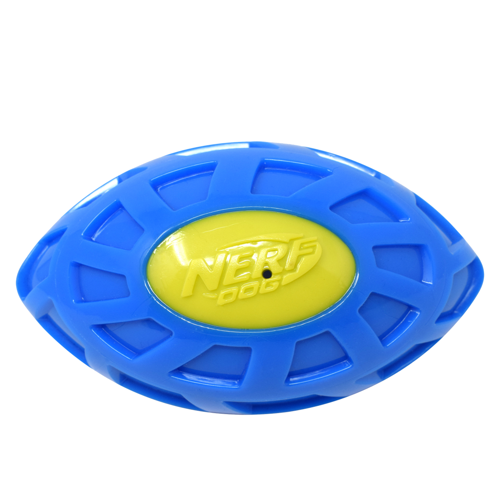 Nerf Bash EXO Micro Squeak Football Toy for Dogs (Blue/Green)