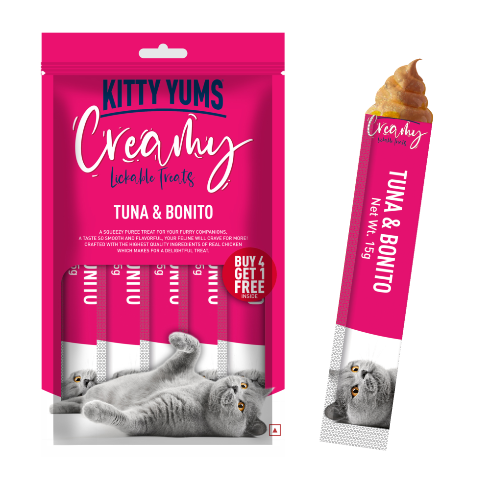 Kitty Yums Tuna & Bonito and Seafood Medley Creamy Cat Treats Combo image 3