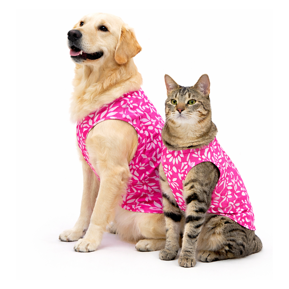 Skatrs Cotton Shirt for Dogs and Cats (Hot Pink and White)
