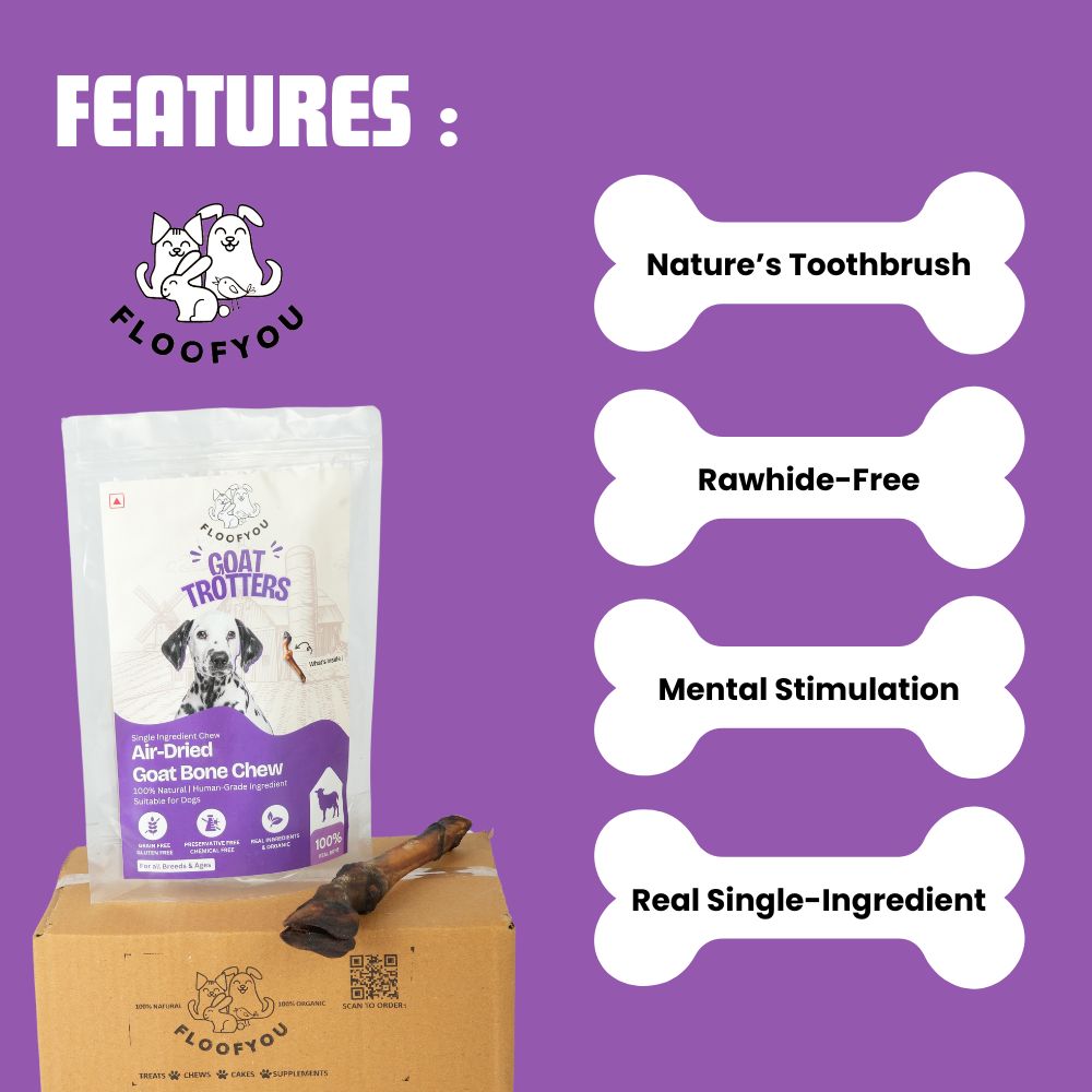 FloofYou Air Dried Goat Trotter Bone Chew Dog Treats image 5