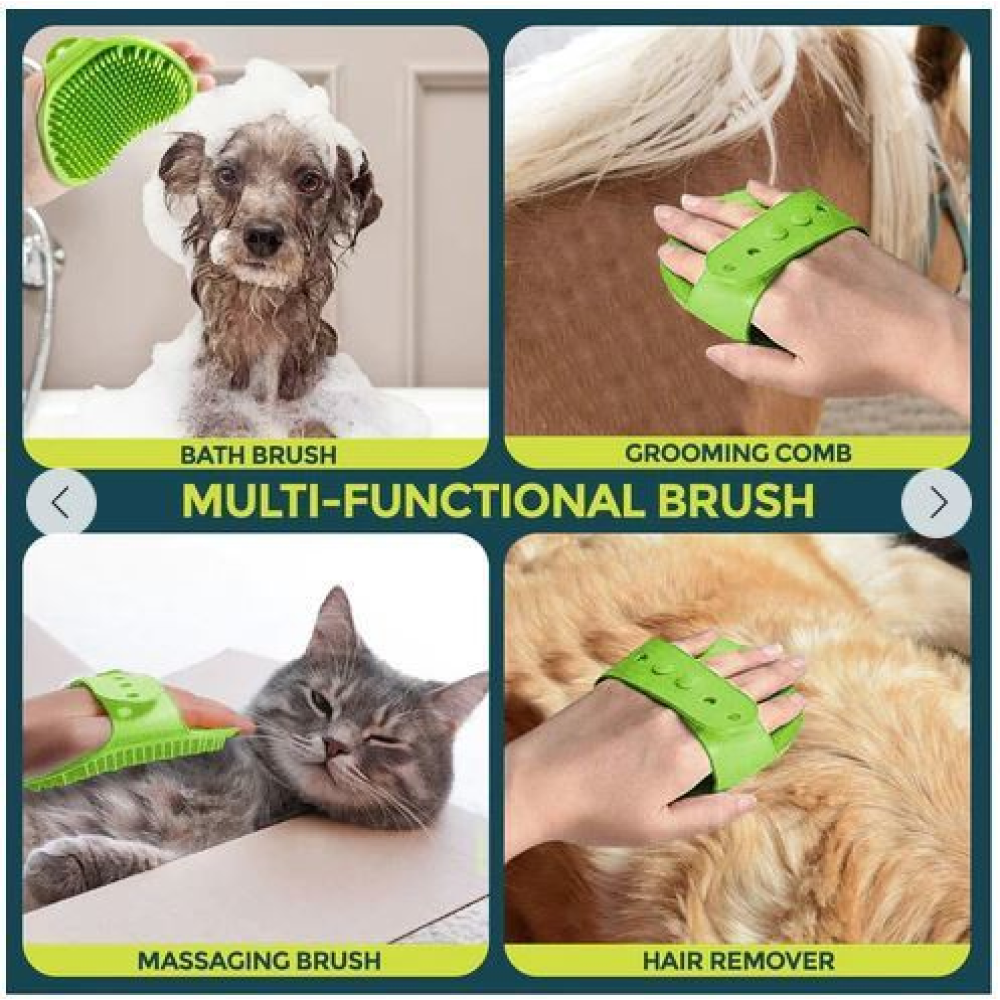 Chullbull Rubber Bristles Hand Brush Comb for Dogs (Green) image 5