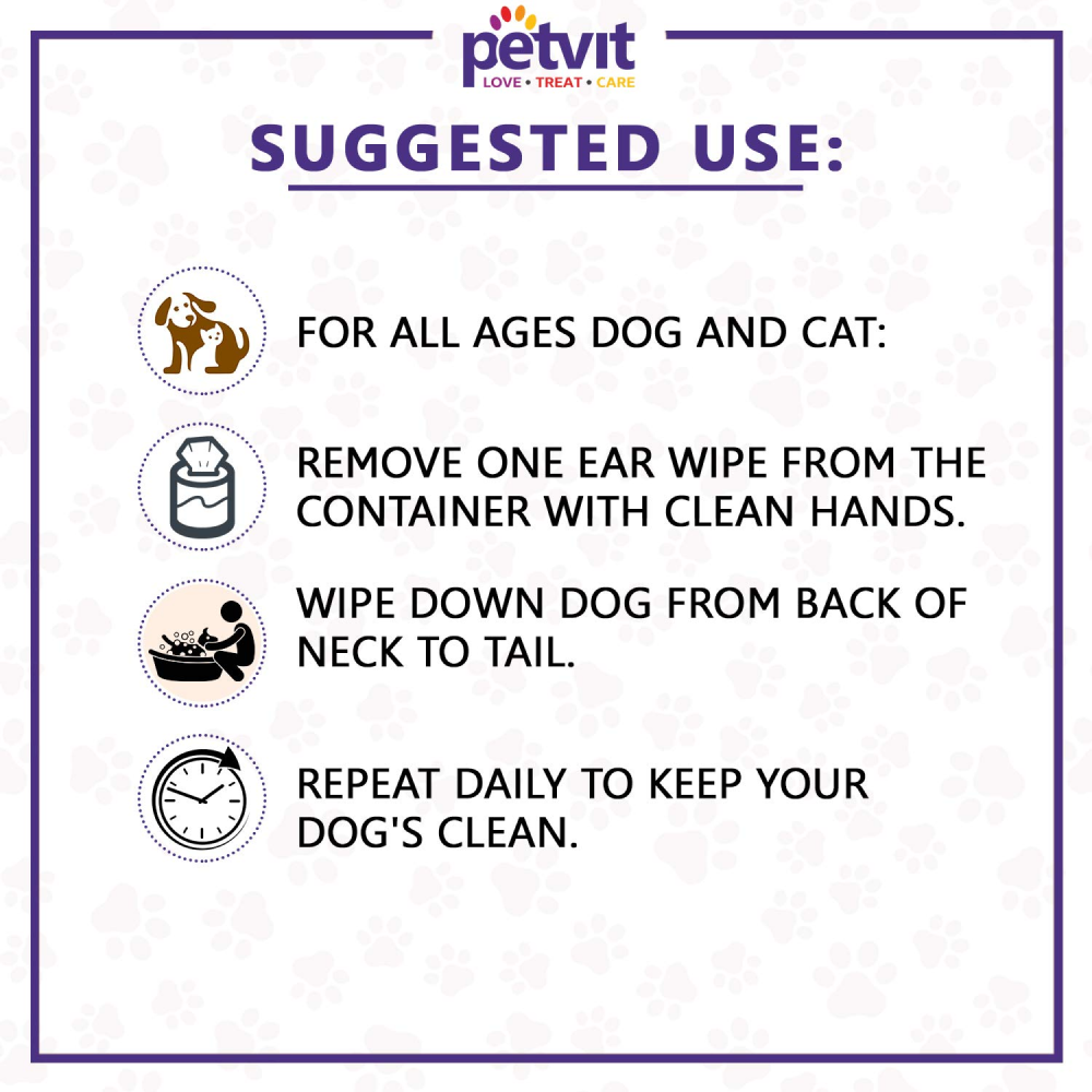 Petvit Sanitizing & Grooming Wipes for Dogs and Cats (Pack of 2) image 3