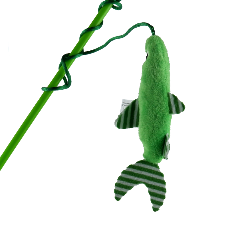 Trixie Cat Teaser With Plush Fish & Catnip Toy for Cats (Green) image 4