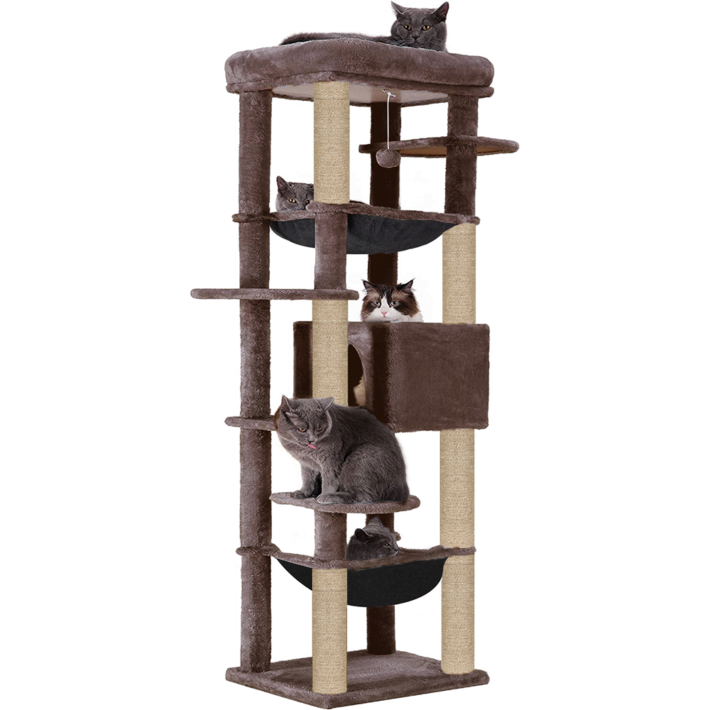 Furrlovers Multilevel Cat Climbing Tower with Top Bed and Multiple Seats (Brown)