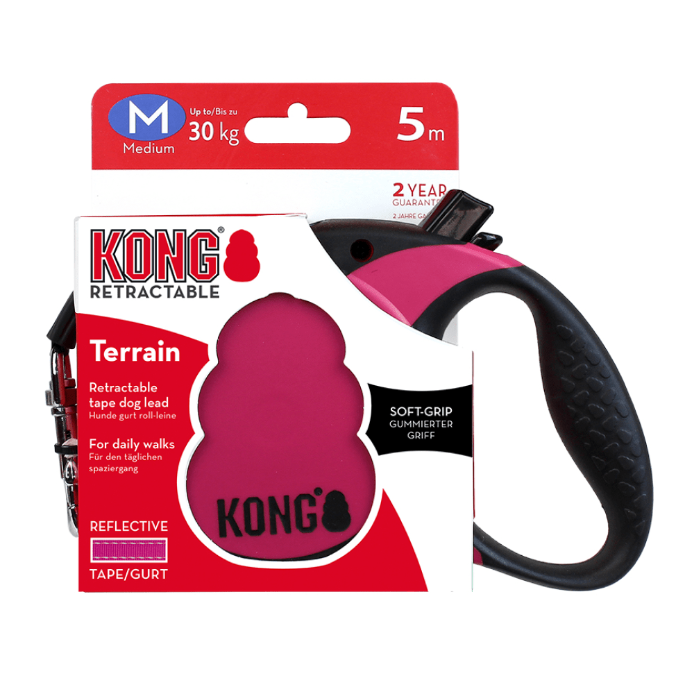 Kong Terrain Retractable Leash for Dogs and Cats (Fuchsia) image 3