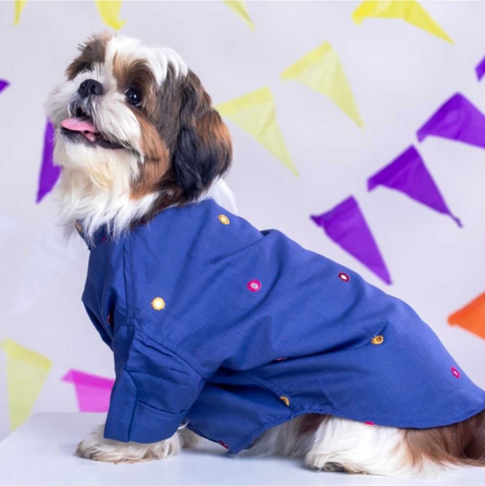 15 Furries Mirrorwork Kurta for Dogs (Persian Blue) image 8