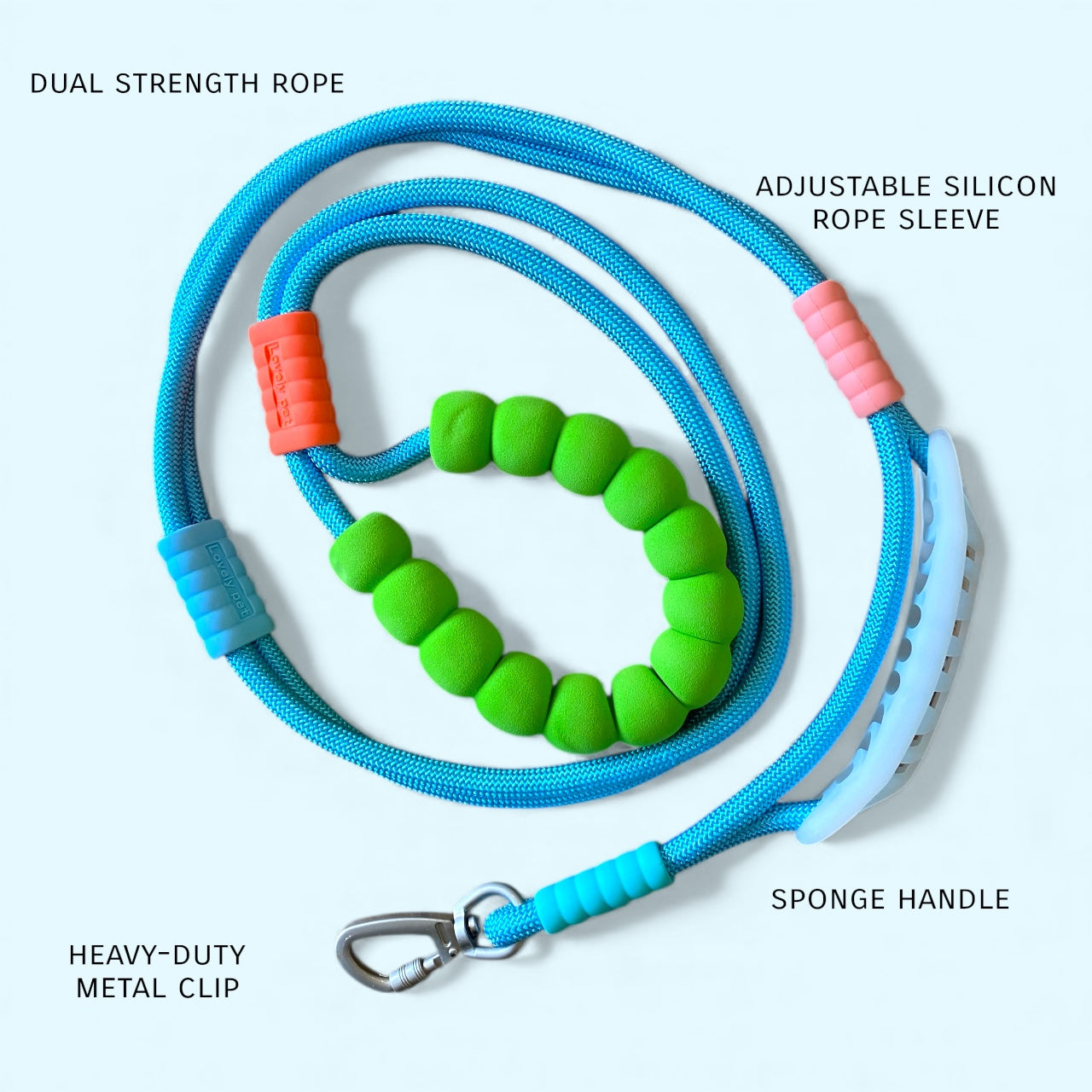 Talking Dog Club Extra Strong Vivid Handle Leash for Dogs (Blue/Green) image 2