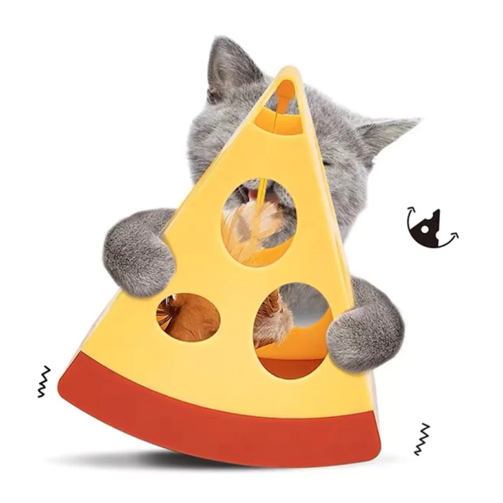 Barkbutler x Fofos Mouse In Cheese Interactive Toy for Cats (Yellow/Red) image 3