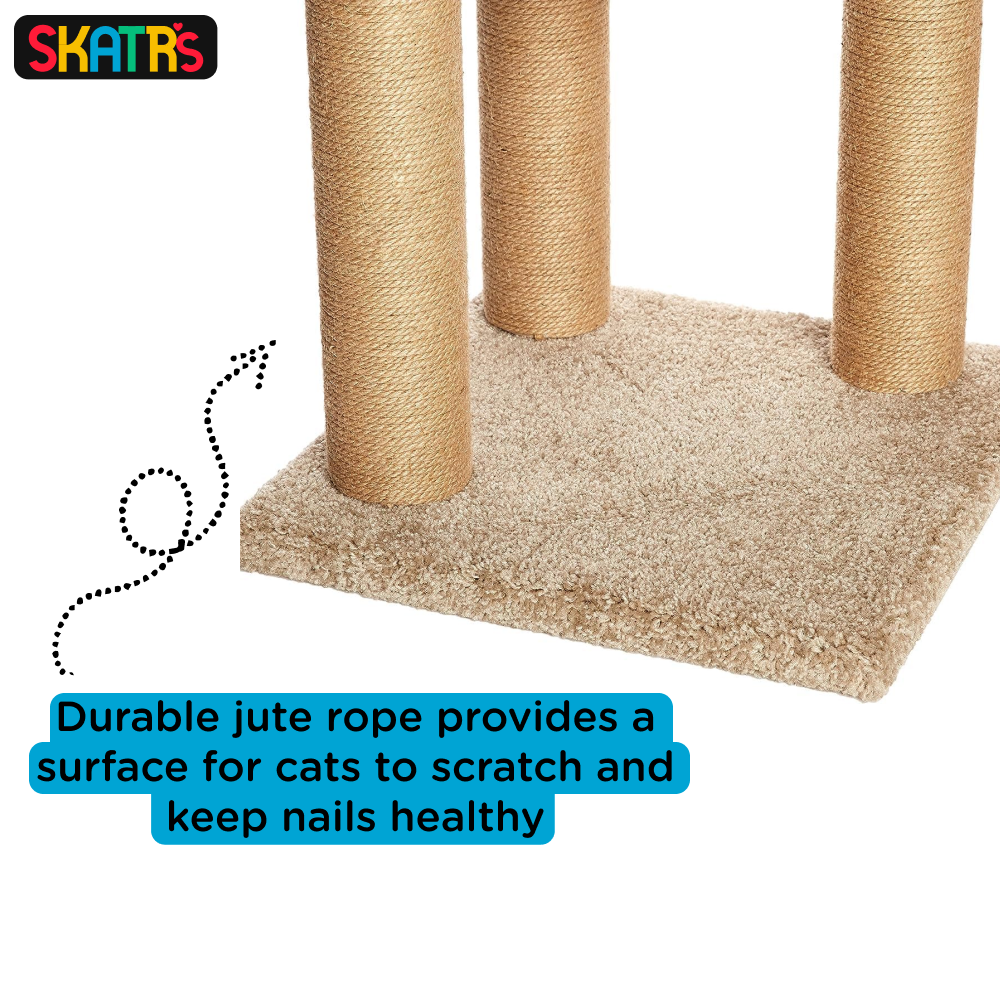 Skatrs Feline Fortress Two Tier Cat Tree with Sisal Post and Say Cheese Cat Scratcher with 2g Premium Catnip Combo image 4