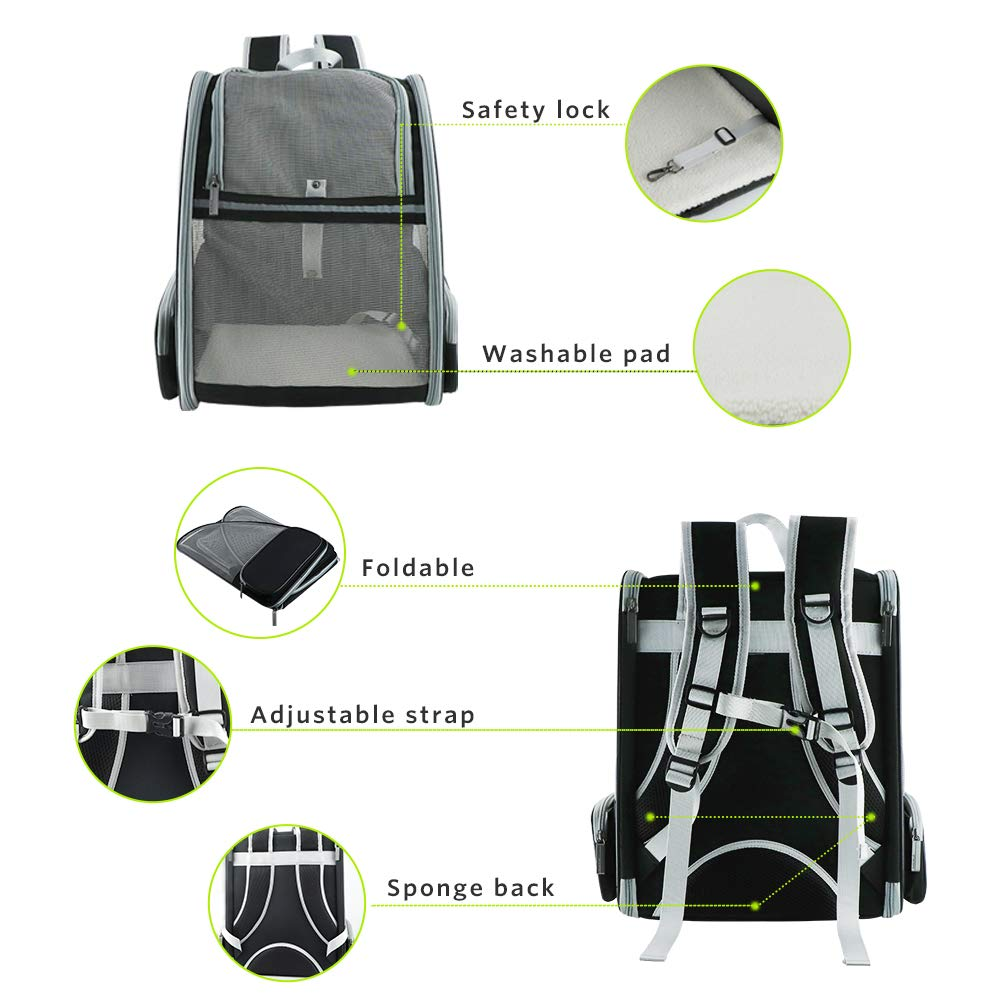QPets Expandable Backpack for Dogs and Cats (Grey) image 3