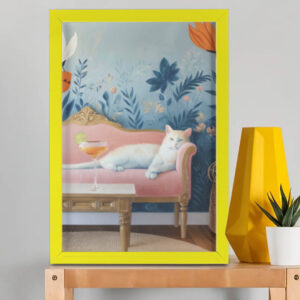 EverythingBoho Persian Queen Cat Wall Art (Yellow)