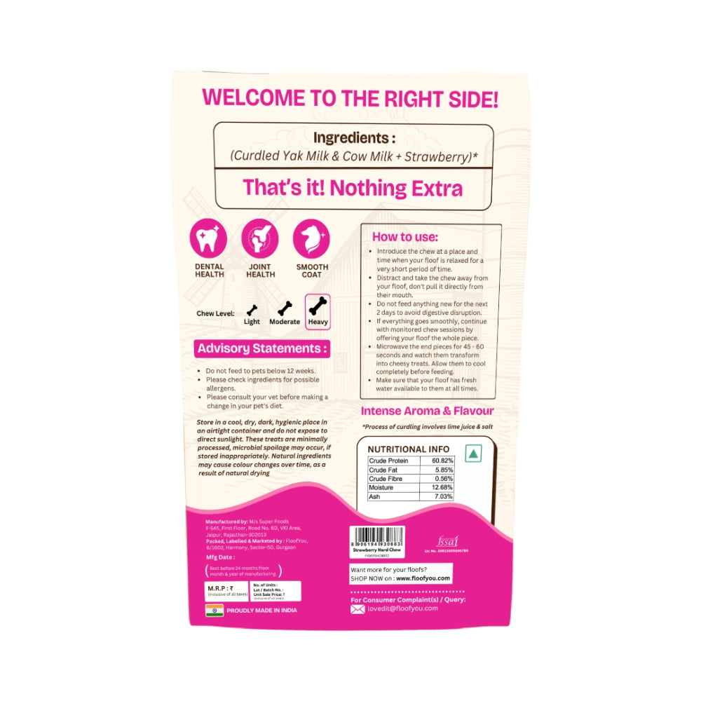 Floofyou Sun Dried Pure Veg Strawberry Yak Dental Dog Treats image 5