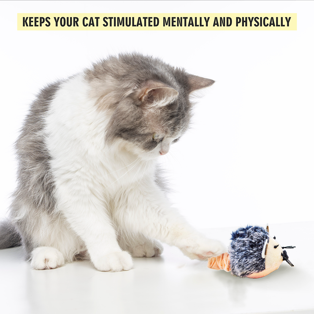 Barkbutler x Fofos Pull String & Sound Chip Mouse Shaped Electronic Toy for Cats (Grey) image 4
