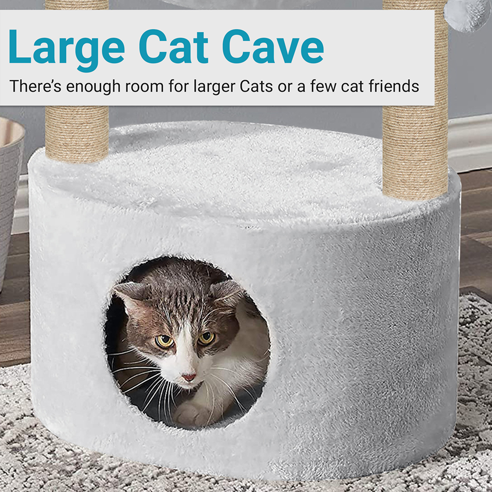 Furrlovers Dual Level Cat Bed and Scratching Post with Hammock (Grey) image 4